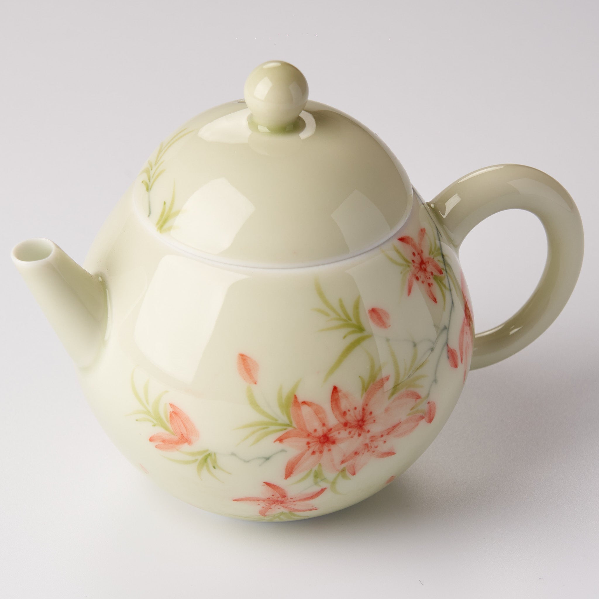 Celadon Glaze Hand - Painted Trumpet Creeper Teapot - Summit Breeze Tea