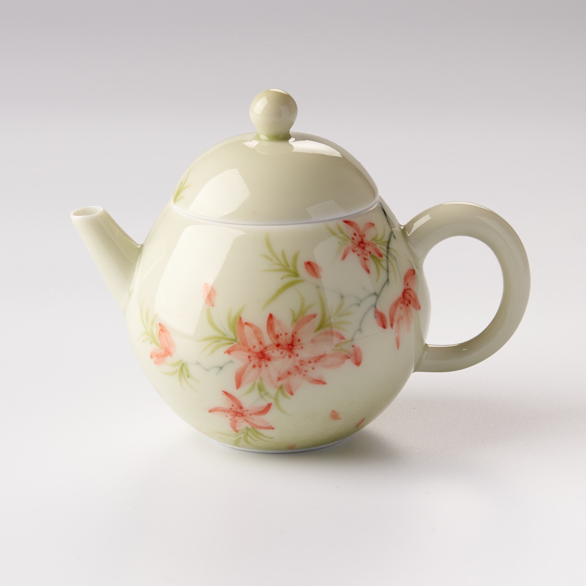 Celadon Glaze Hand - Painted Trumpet Creeper Teapot - Summit Breeze Tea