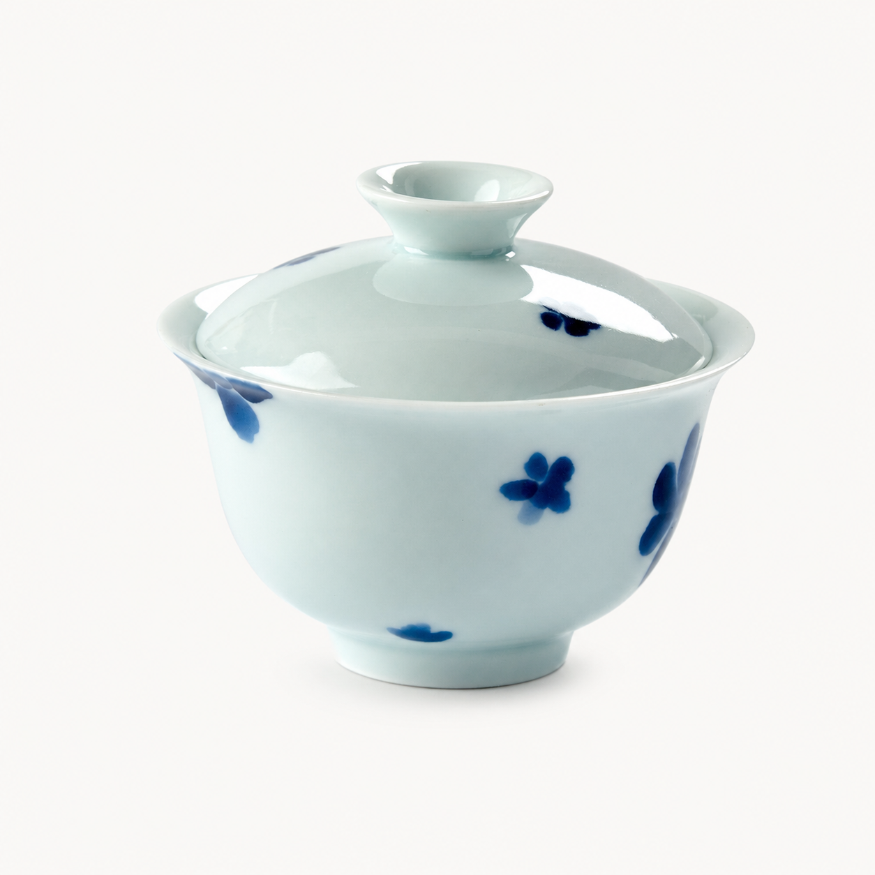 Blue Hand-Painted Petal Gongfu Gaiwan - Summit Breeze Tea