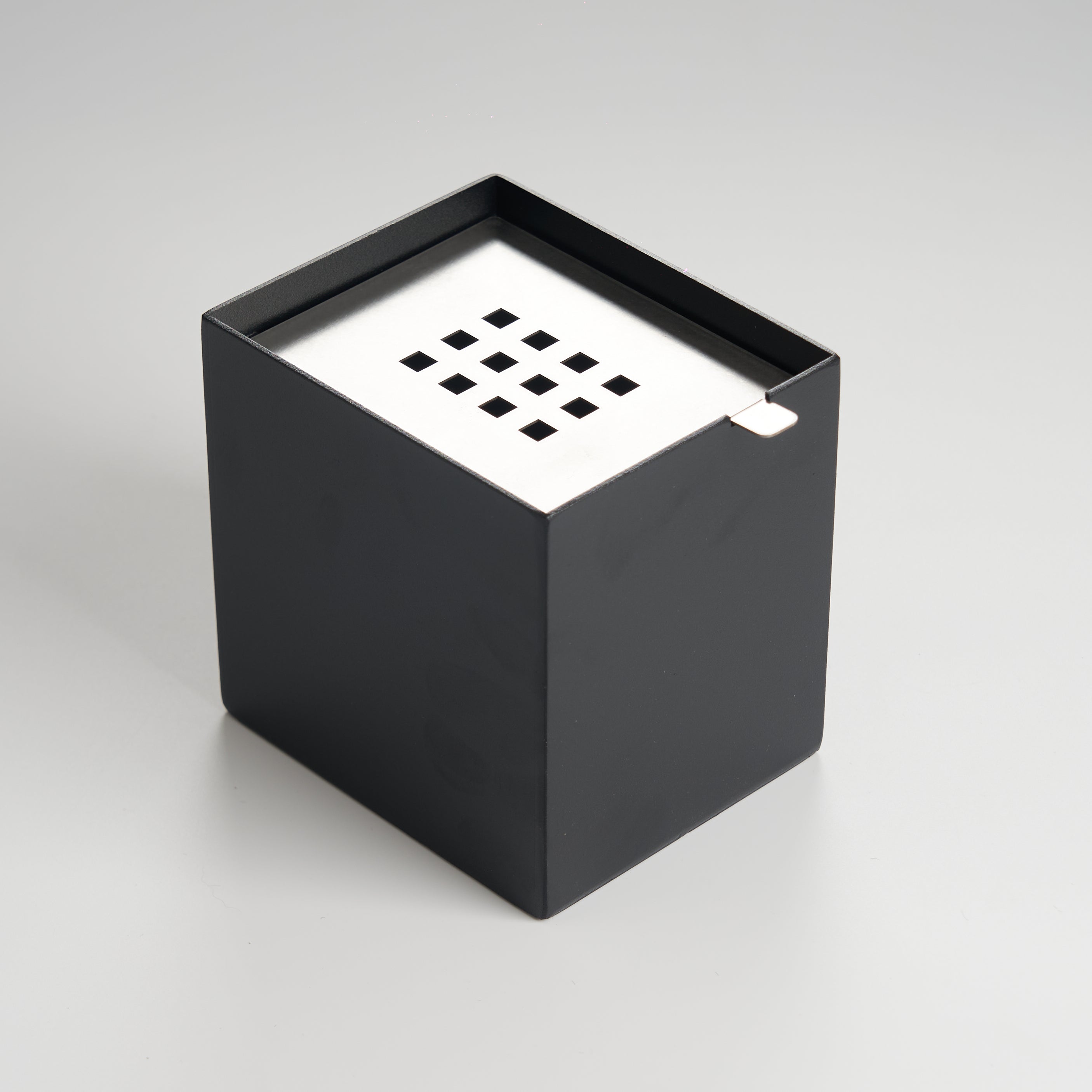 Angled view square waste bowl