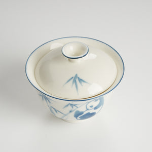 Top view panda porcelain gaiwan