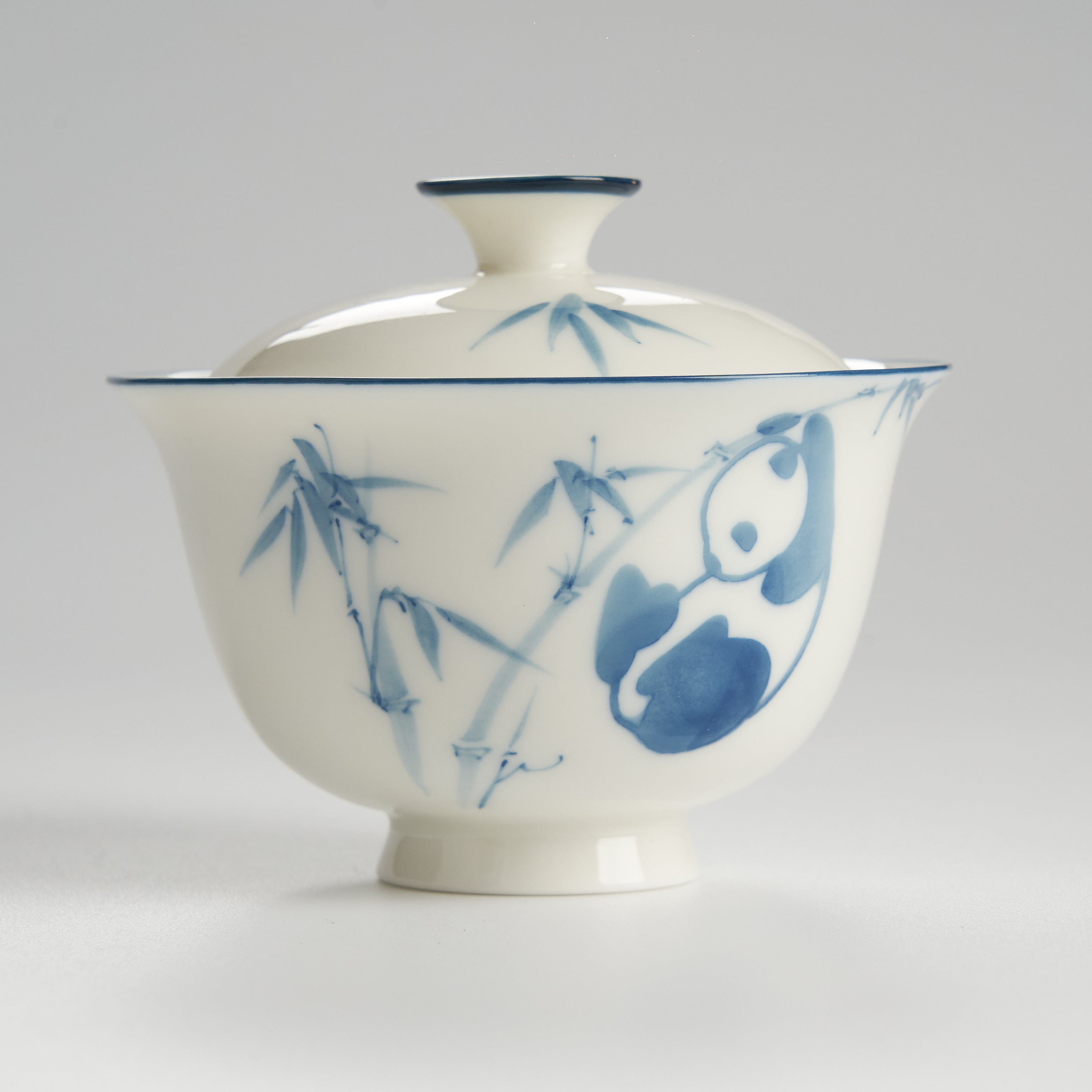 Blue panda bamboo gaiwan side