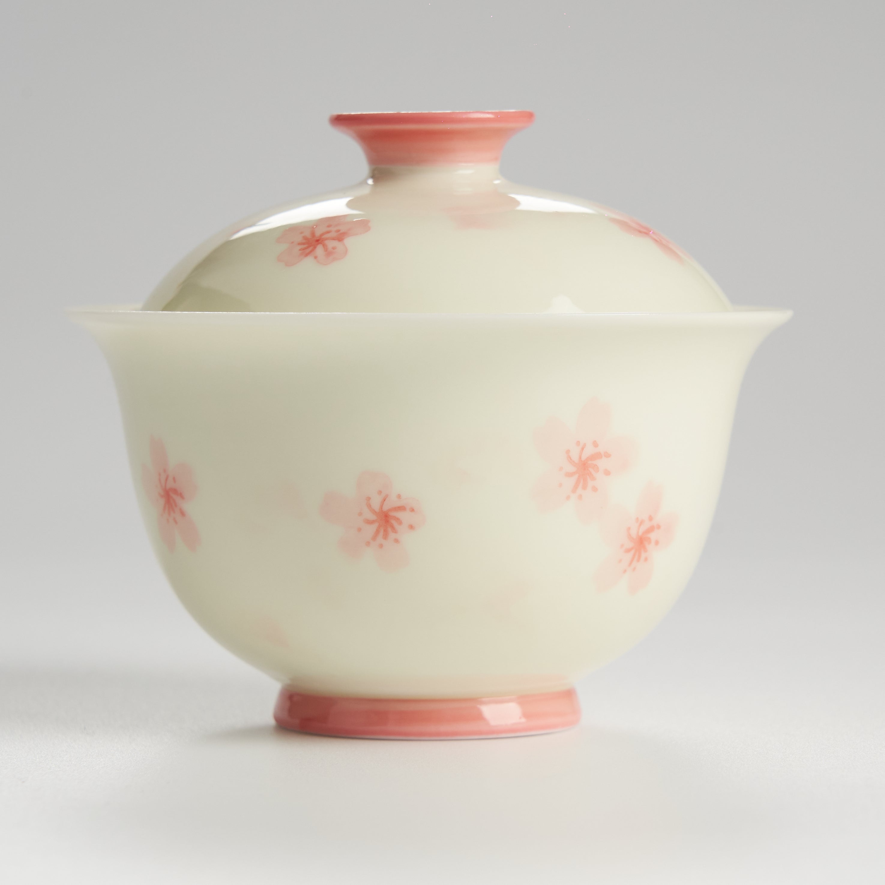 Pink cherry blossom porcelain gaiwan