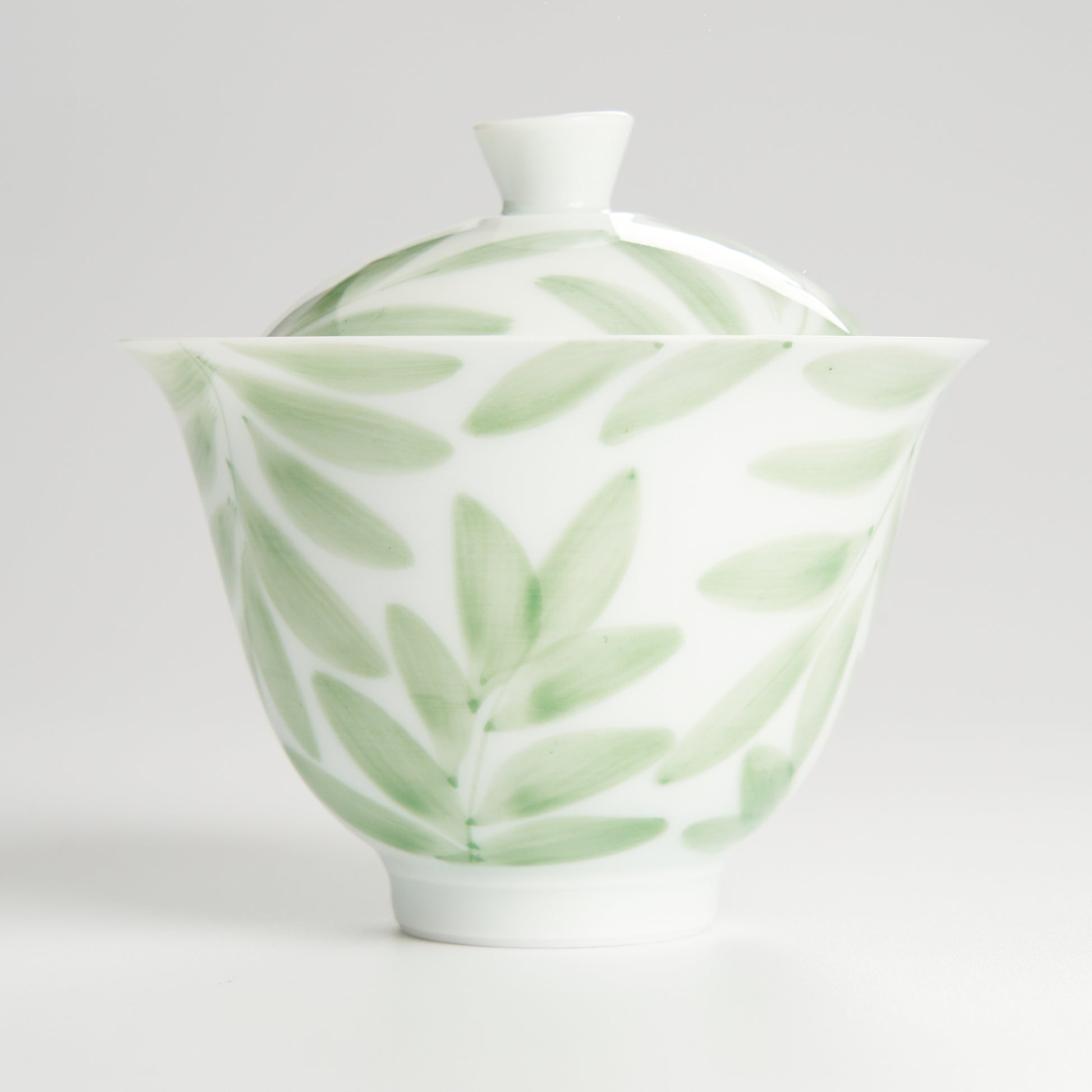 Green leaf pattern porcelain gaiwan