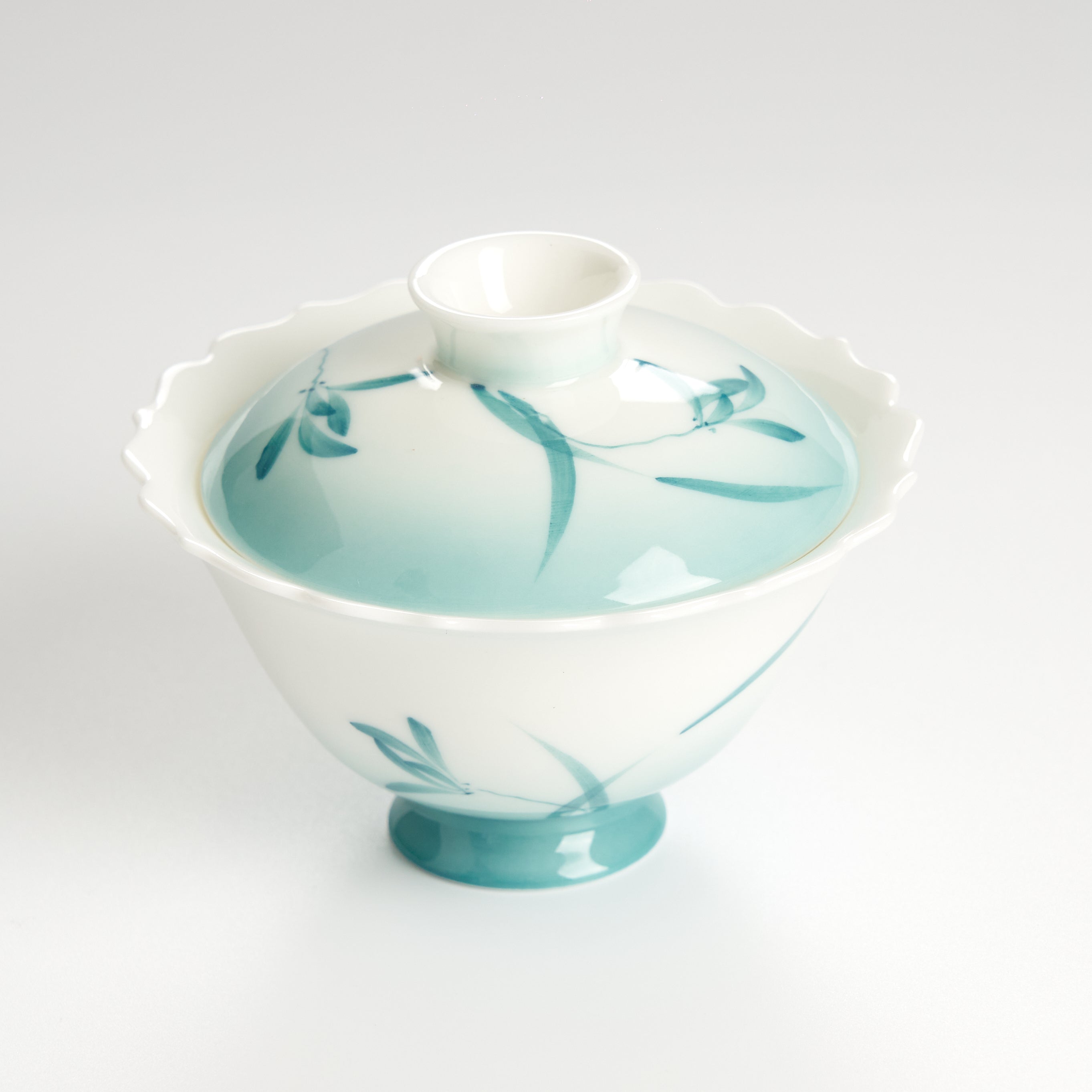Teal gradient porcelain gaiwan