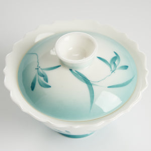 Top view teal orchid gaiwan