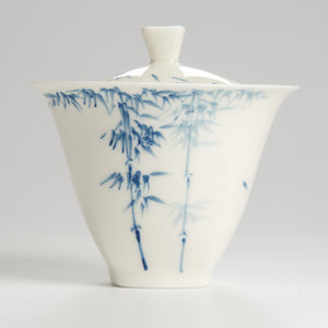 Blue bamboo white porcelain gaiwan