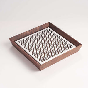 Walnut Wood Tea Tray with Stainless Steel Grid