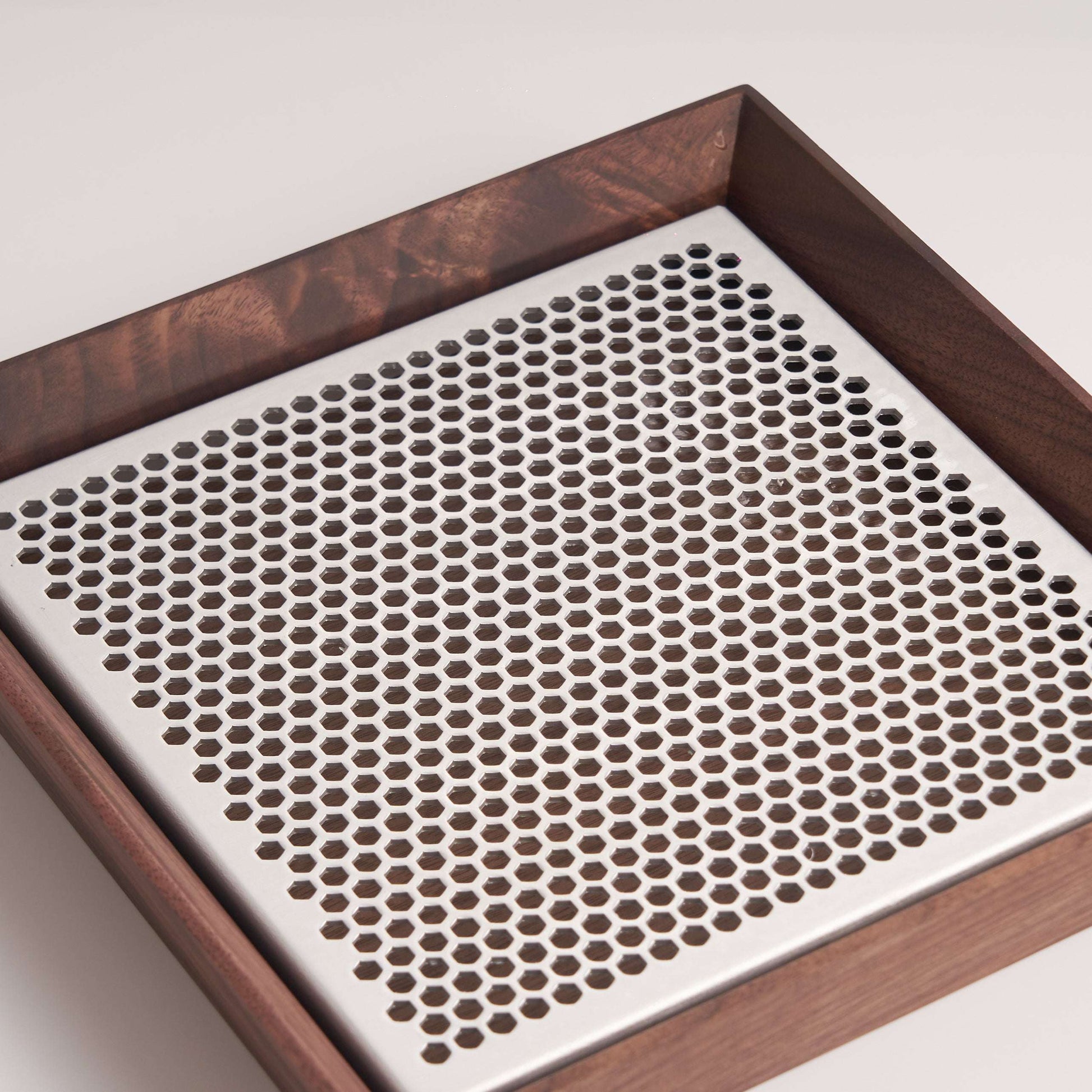 Walnut Wood Tea Tray with Stainless Steel Grid