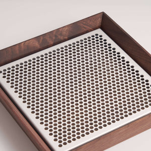 Walnut Wood Tea Tray with Stainless Steel Grid