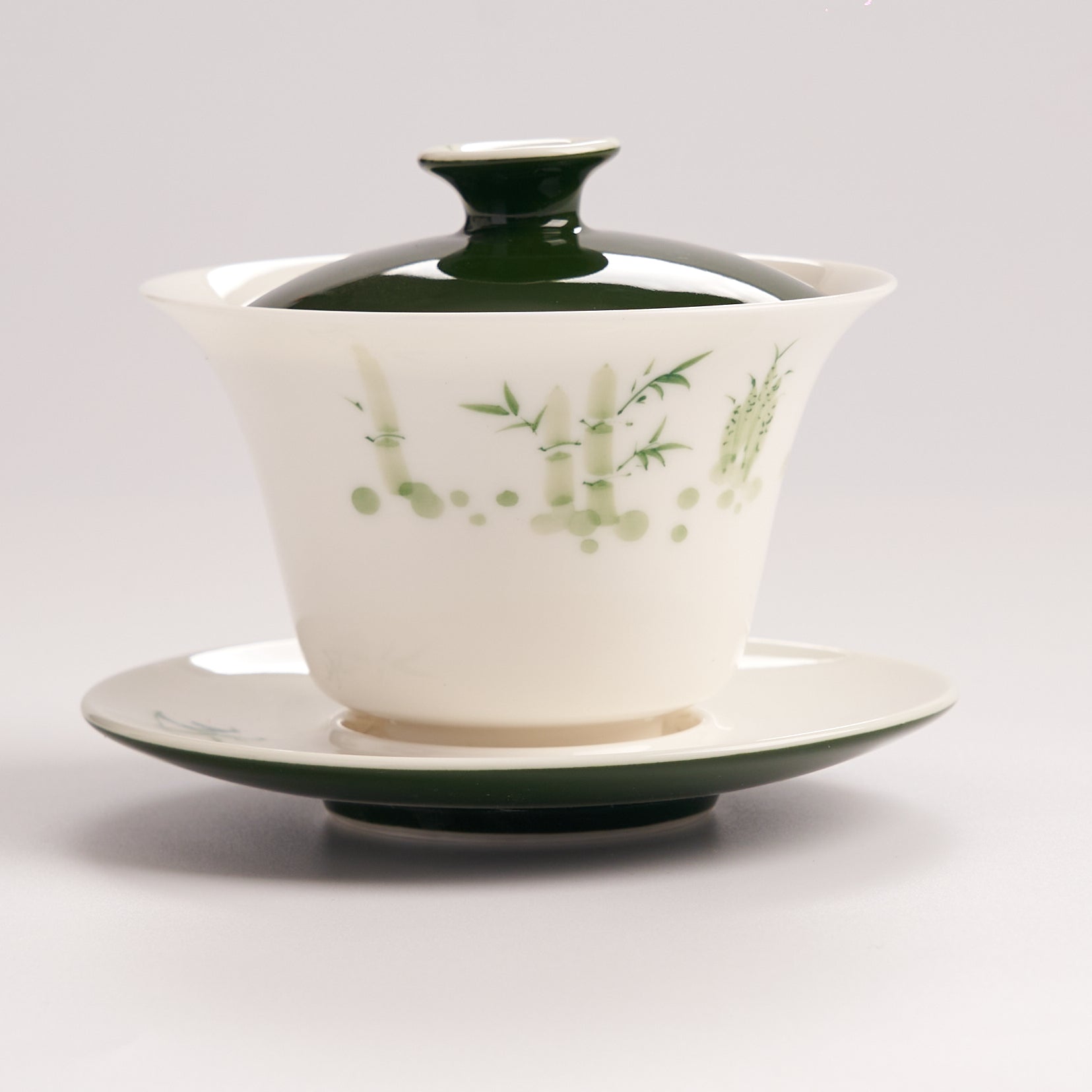 Hand-Painted Evergreen Bamboo Three-Piece Gaiwan