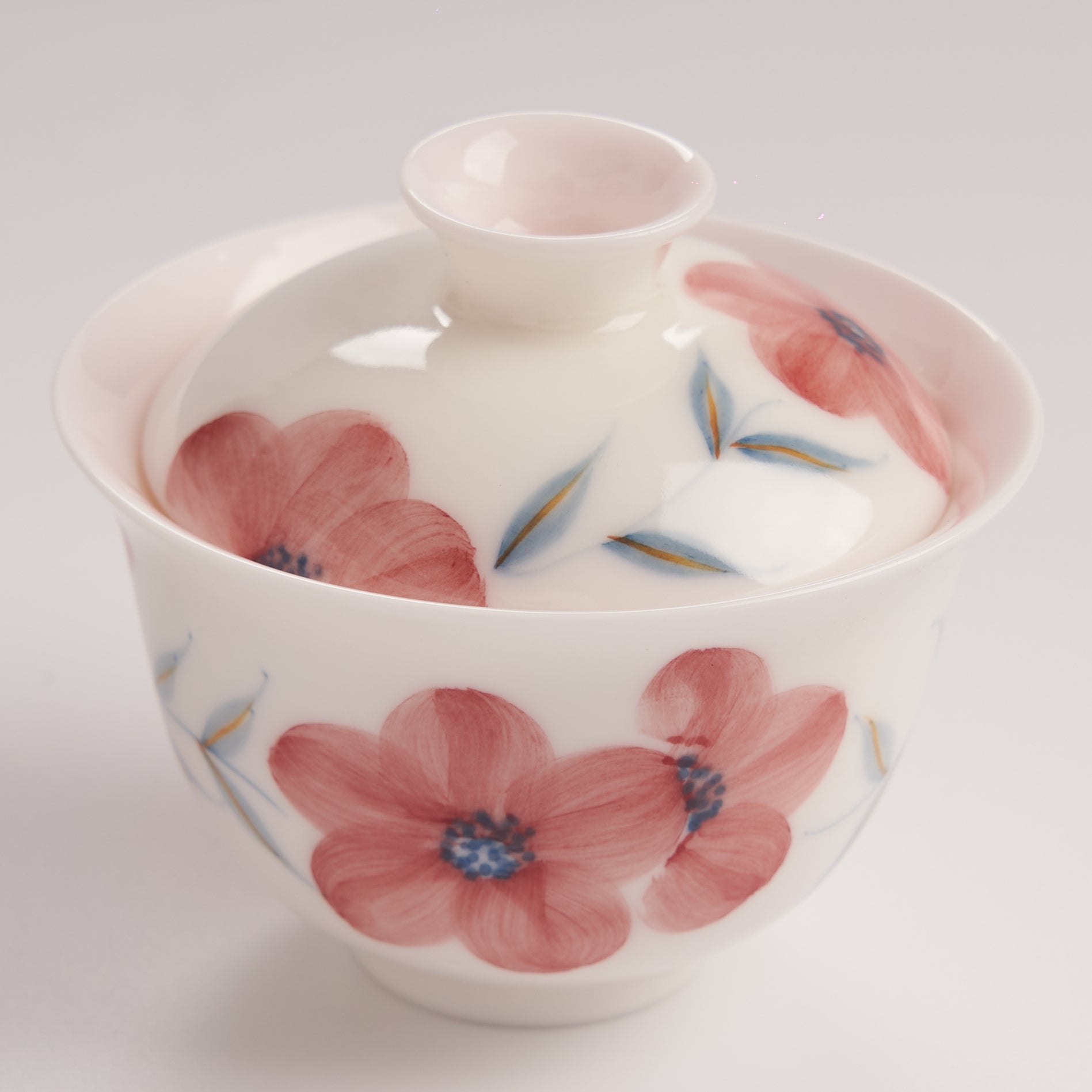 Hand-Painted Peach Blossom Gaiwan