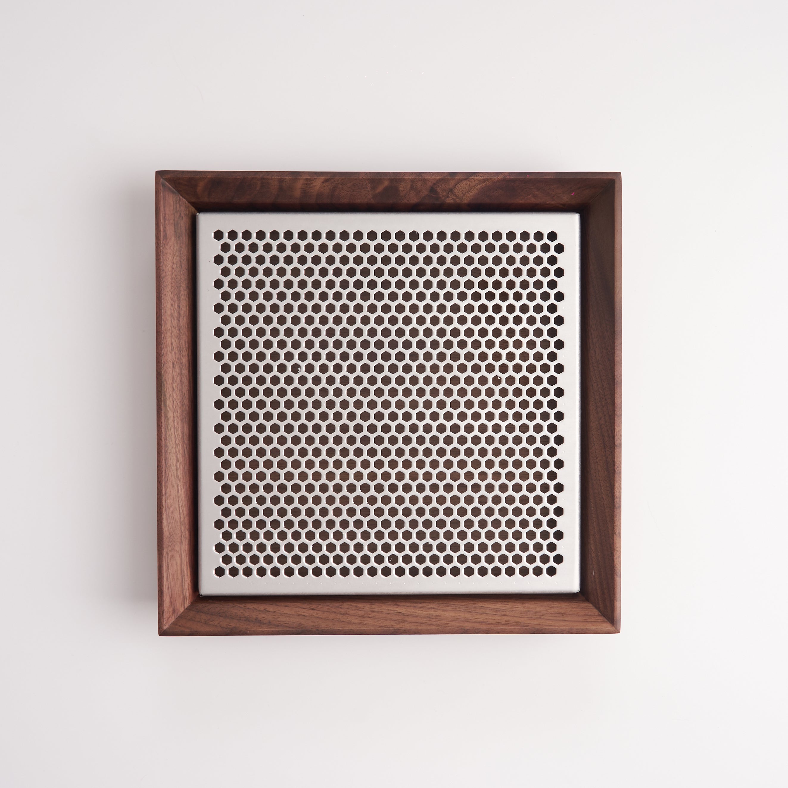 Walnut Wood Tea Tray with Stainless Steel Grid