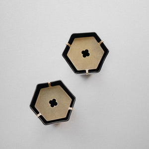 Top view two hexagonal waste bowls