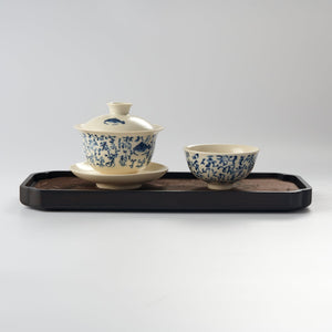 Beige Calligraphy Gongfu Tea Set with Fish Detail - Summit Breeze Tea