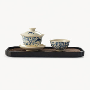 Beige Calligraphy Gongfu Tea Set with Fish Detail - Summit Breeze Tea