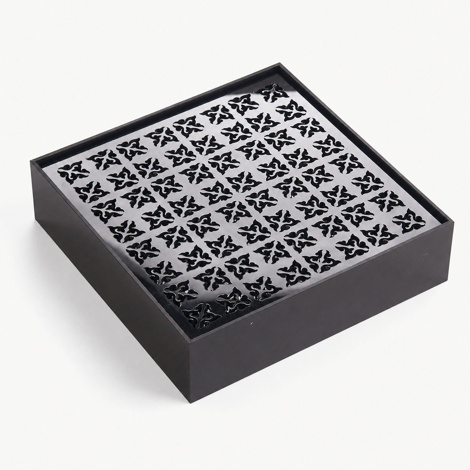 Black Acrylic Tea Tray with Geometric Cutout Design - Summit Breeze Tea