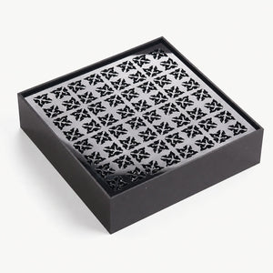 Black Acrylic Tea Tray with Geometric Cutout Design - Summit Breeze Tea