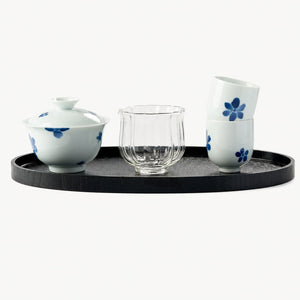 Blue Hand-Painted Petal Travel Gongfu Tea Set - Summit Breeze Tea