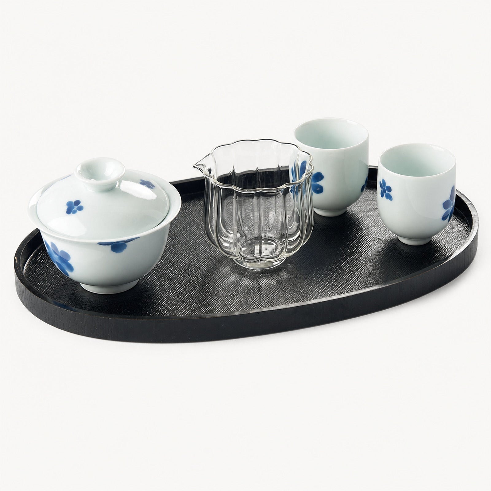 Blue Hand-Painted Petal Travel Gongfu Tea Set - Summit Breeze Tea