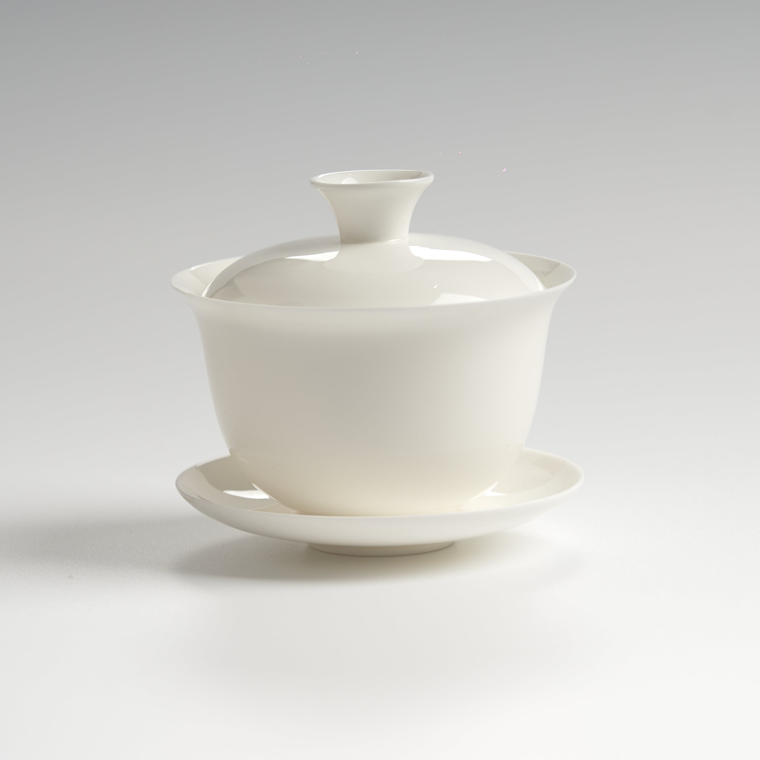 Translucent bone china 3-inch gaiwan, front eye-level view