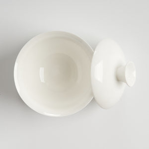 Translucent bone china 3-inch gaiwan, top-down open view