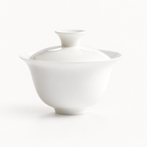 White 80 ml bone china gaiwan with lid