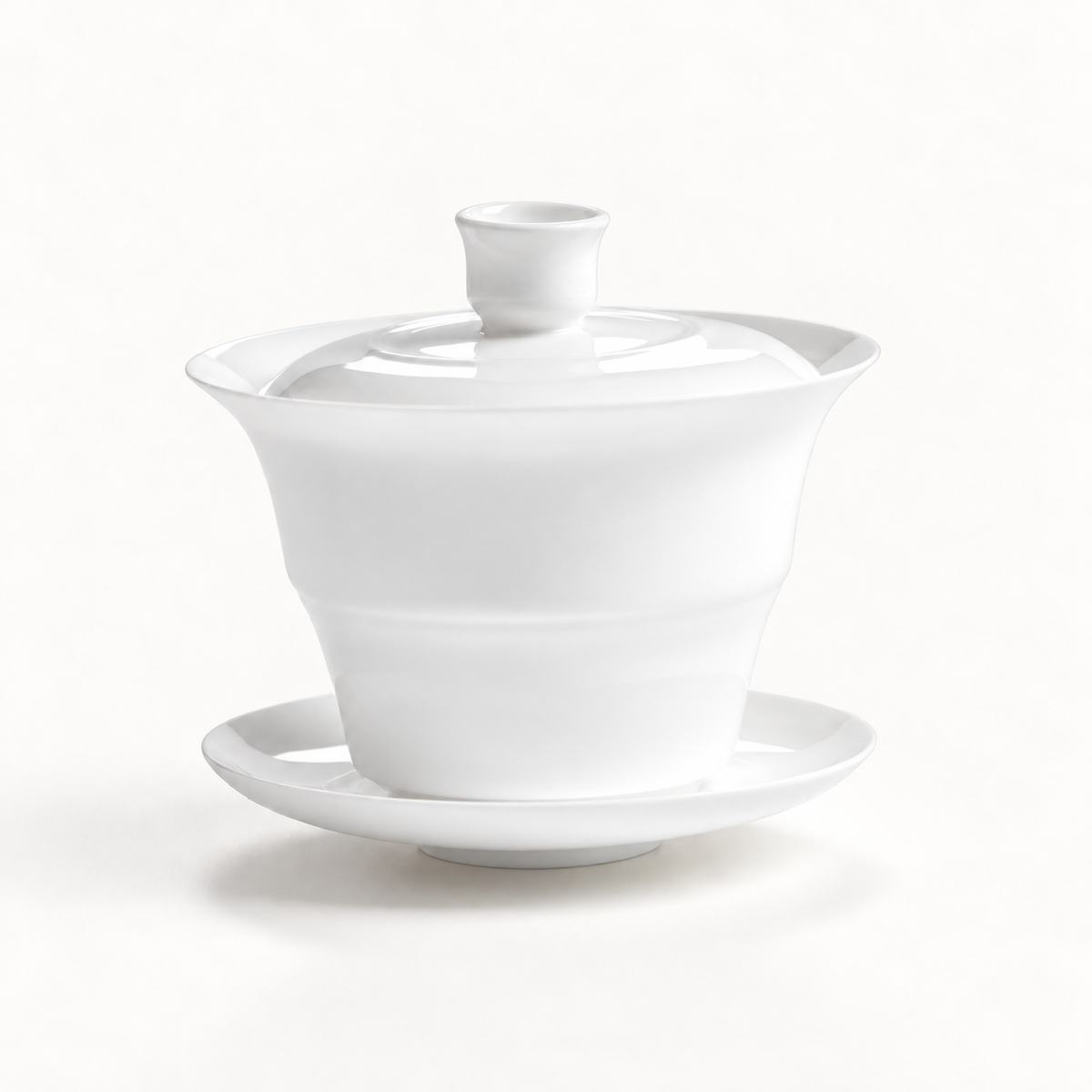 White 120 ml bamboo-joint bone china gaiwan with lid and saucer