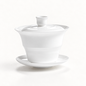 White 120 ml bamboo-joint bone china gaiwan with lid and saucer