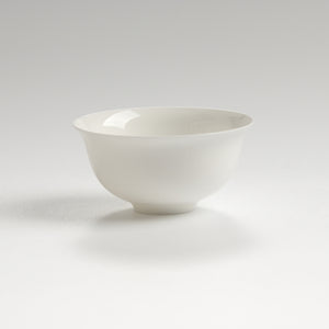 Bone china inverted-rim tasting cup, front eye-level view
