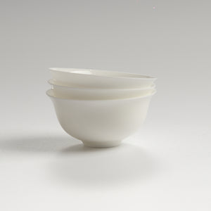 Bone china inverted-rim tasting cups, three-cup stack