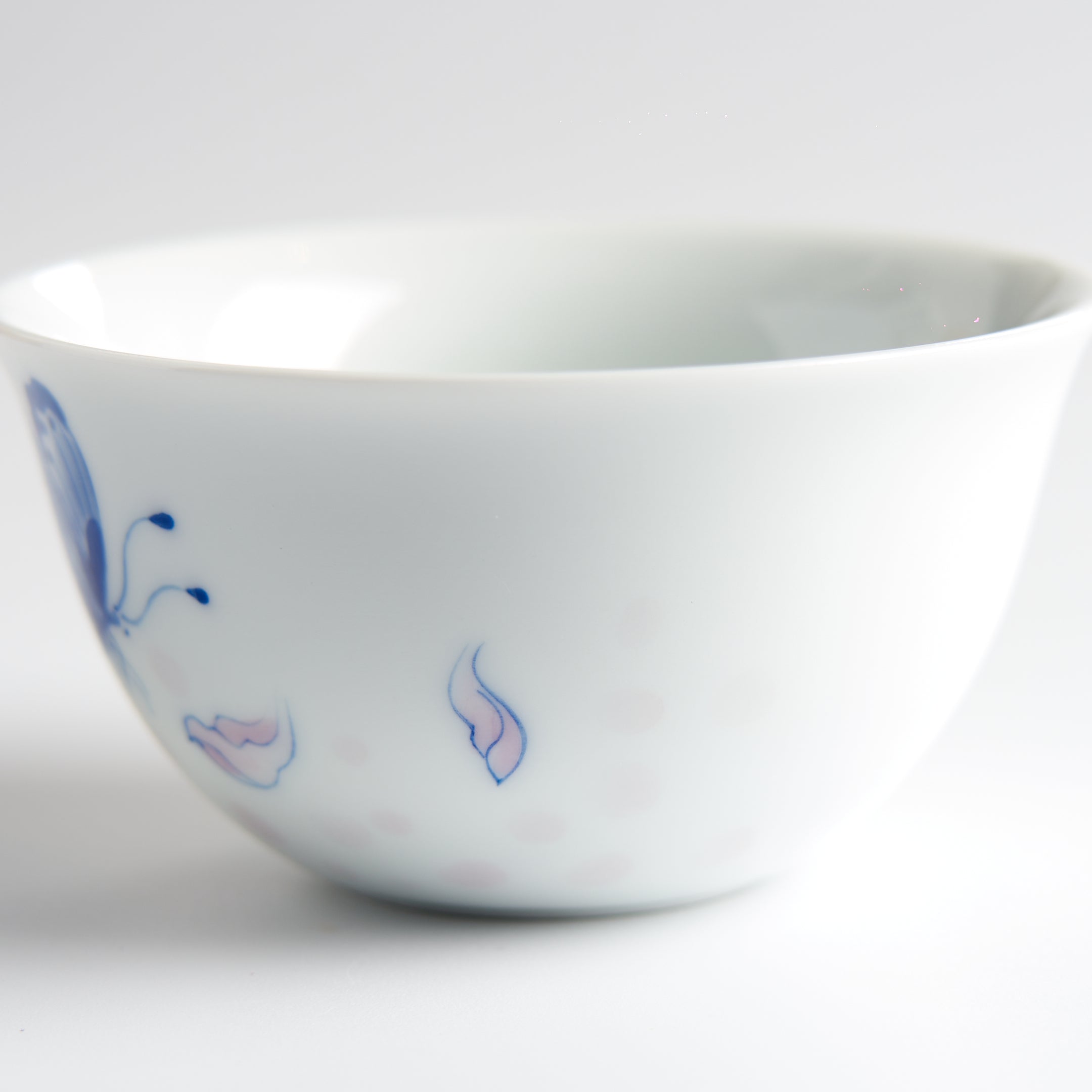 Butterfly and Flower Hand-Painted Tasting Cup — side detail