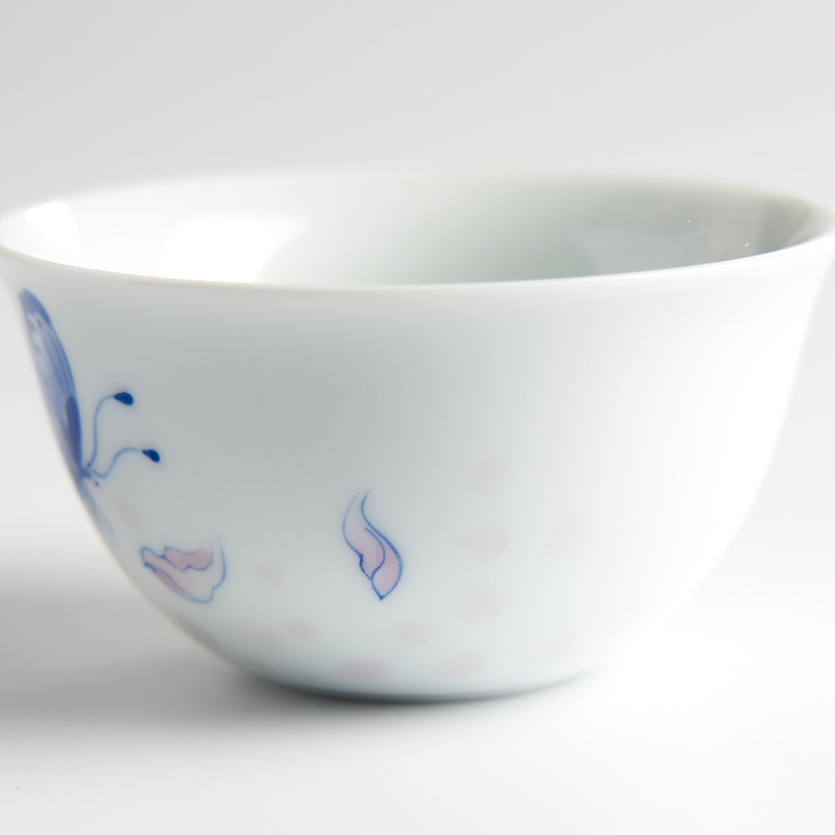 Butterfly and Flower Hand-Painted Tasting Cup — side detail