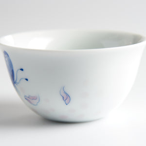 Butterfly and Flower Hand-Painted Tasting Cup — side detail