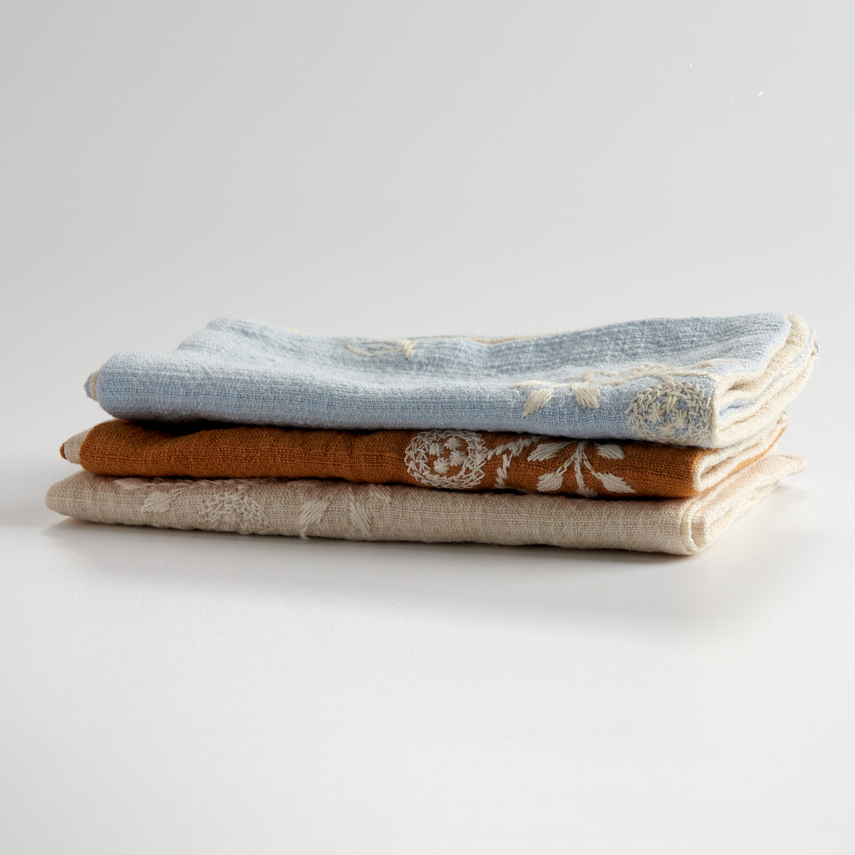 Cotton-Linen Embroidered Rectangular Tea Towel — side detail