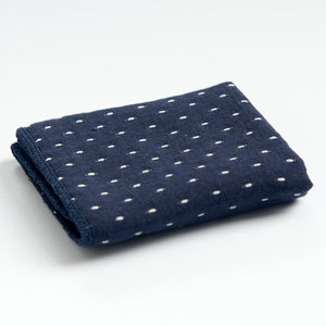 Thick cotton-linen tea towel in blue, folded product view