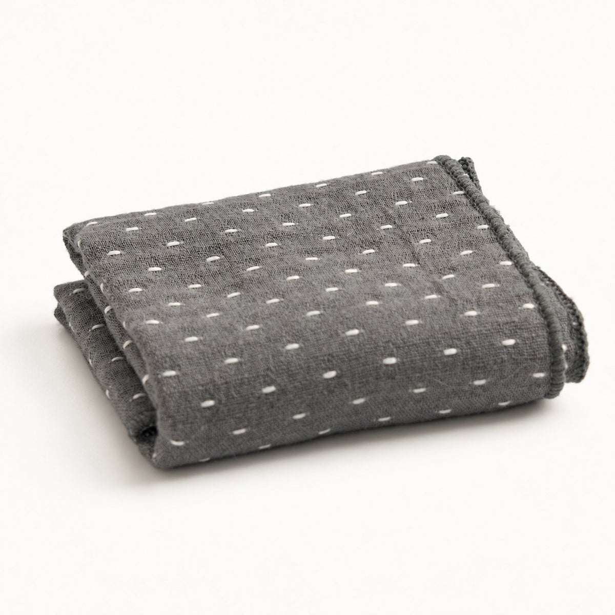 Thick cotton-linen tea towel in gray, folded product view