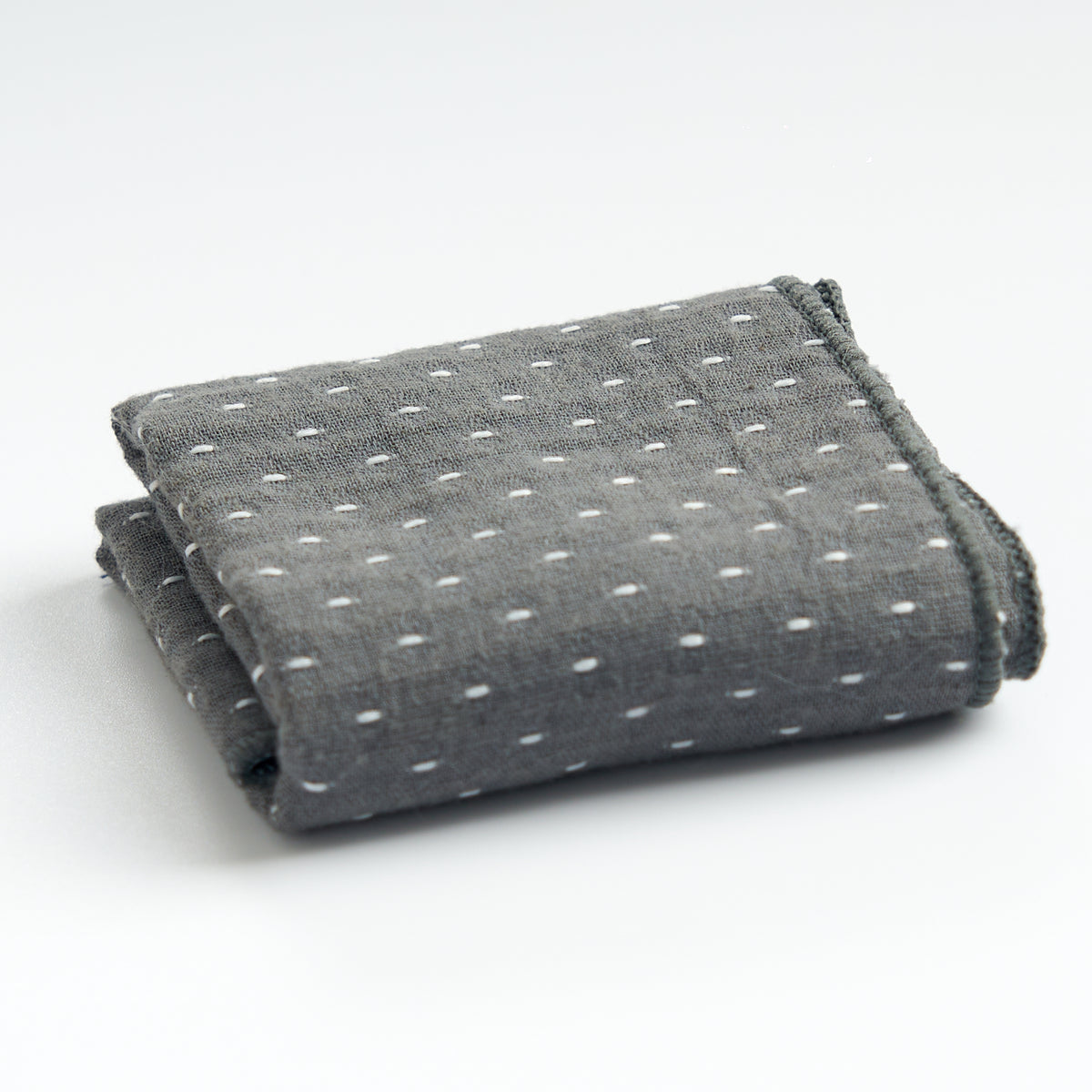 Thick cotton-linen tea towel in gray, folded product view