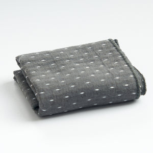 Thick cotton-linen tea towel in gray, folded product view