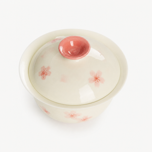 Creamy Hand-painted Cherry Blossom Gaiwan - Summit Breeze Tea