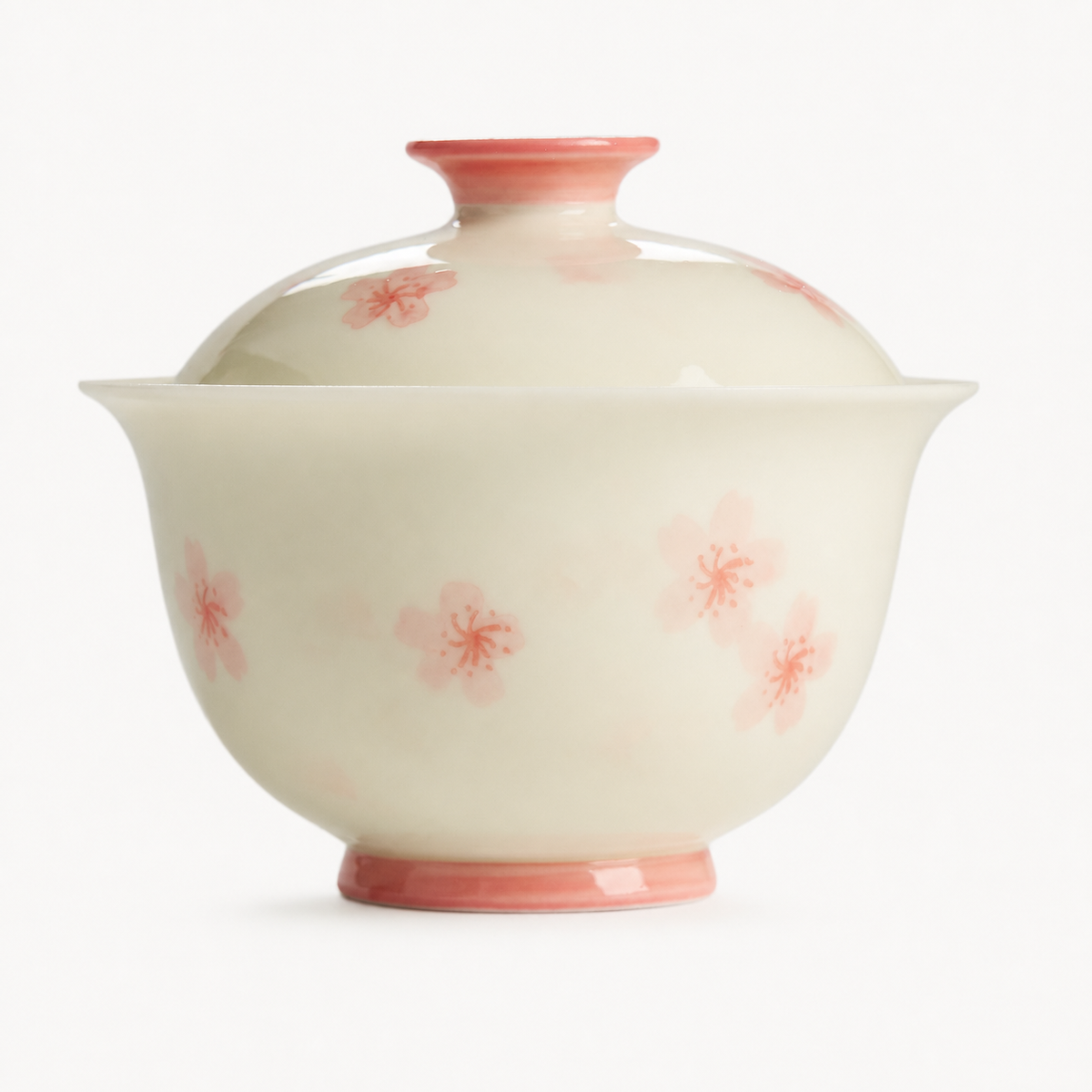 Creamy Hand-painted Cherry Blossom Gaiwan - Summit Breeze Tea