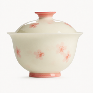 Creamy Hand-painted Cherry Blossom Gaiwan - Summit Breeze Tea