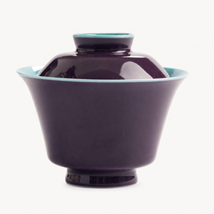 Deep Purple Glazed Gaiwan with Teal Rim - Summit Breeze Tea