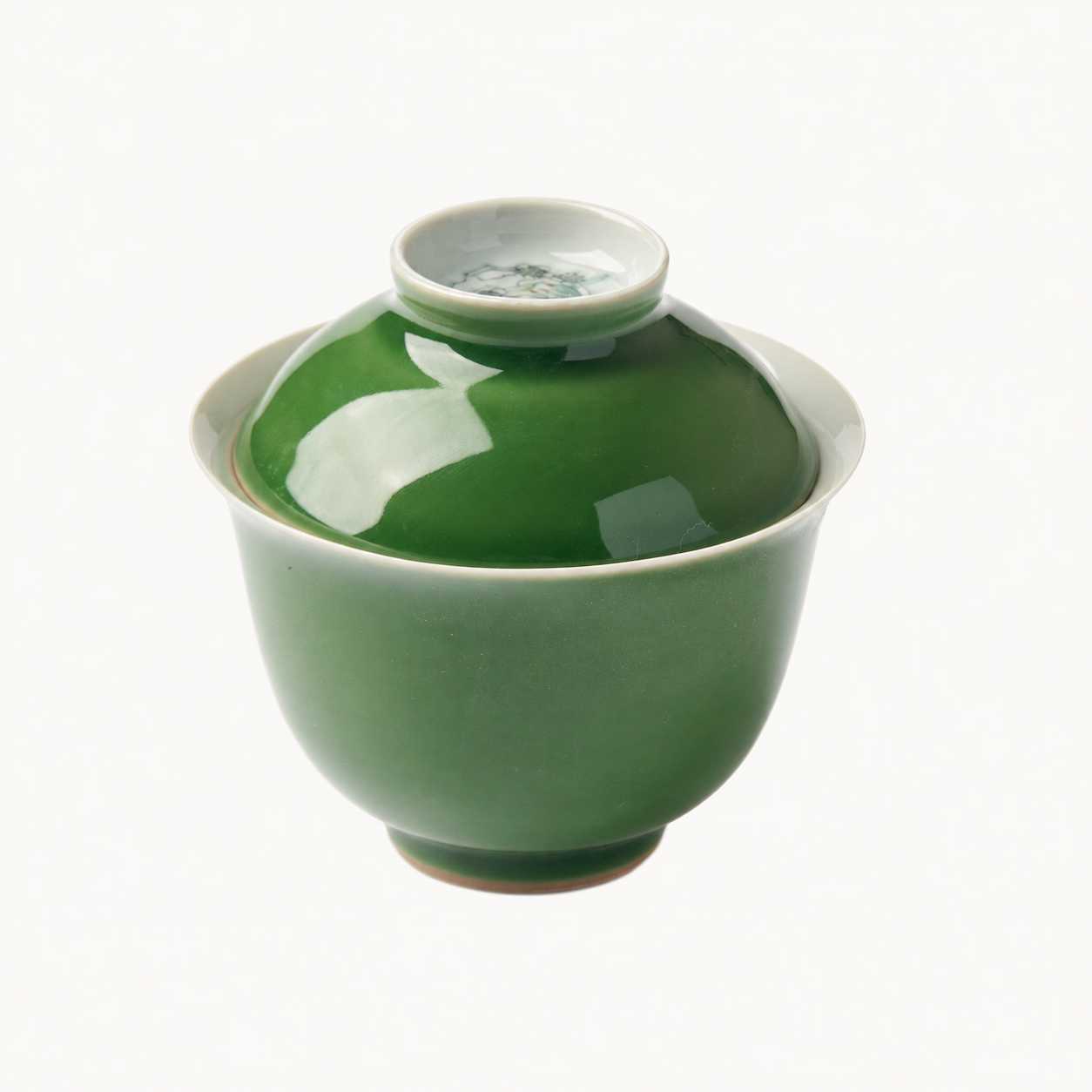 Green Gaiwan with Floral Lid Detail - Summit Breeze Tea