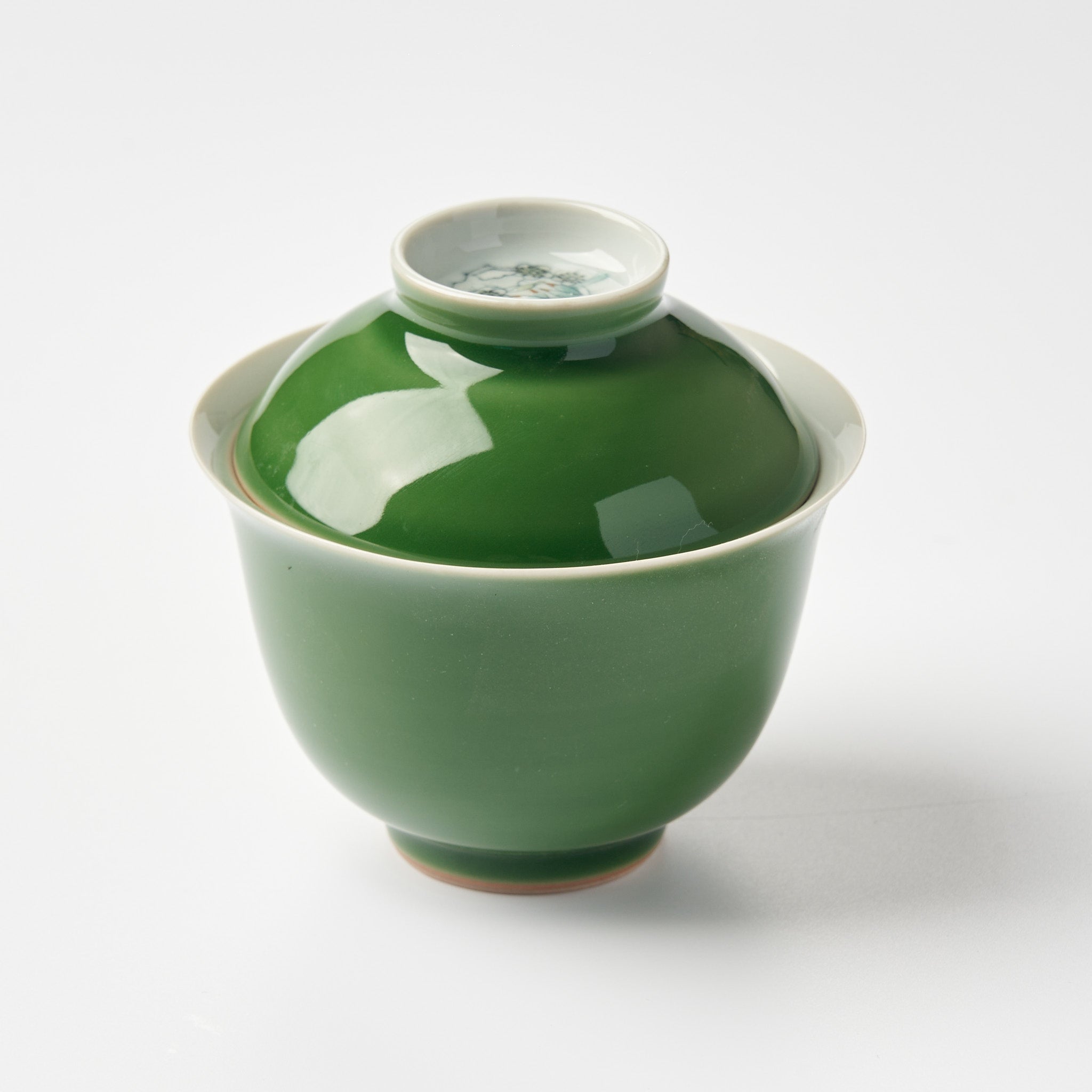 Green Gaiwan with Floral Lid Detail - Summit Breeze Tea