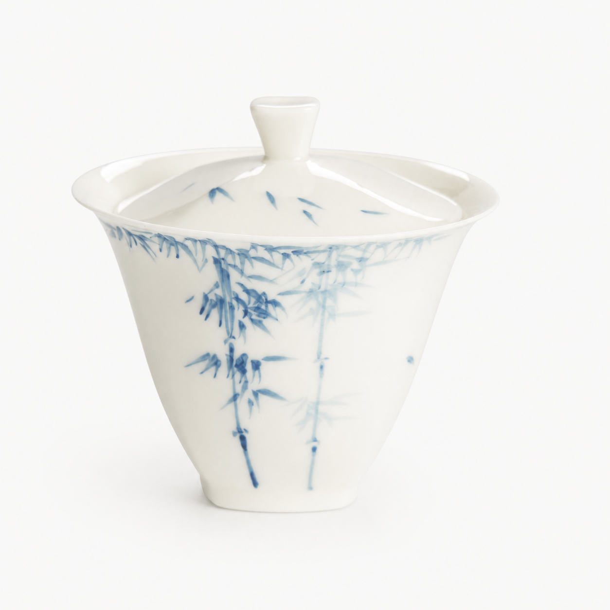 Hand-painted Blue Bamboo Porcelain Gaiwan - Summit Breeze Tea
