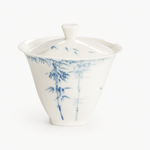 Hand-painted Blue Bamboo Porcelain Gaiwan - Summit Breeze Tea