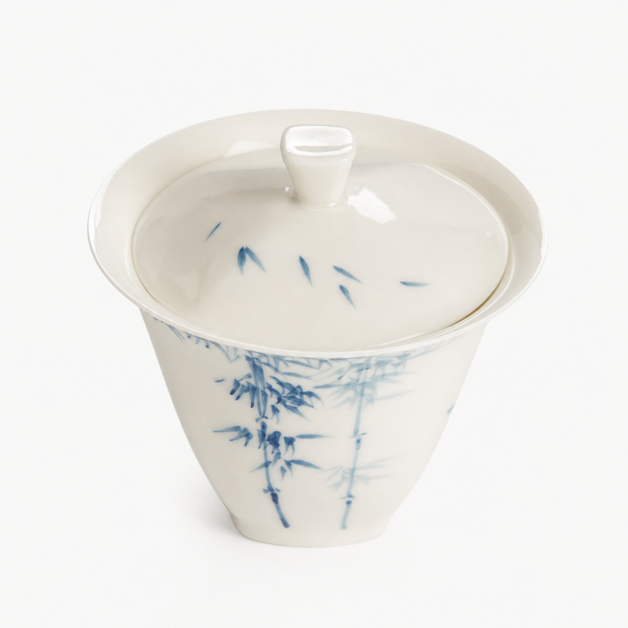 Hand-painted Blue Bamboo Porcelain Gaiwan - Summit Breeze Tea