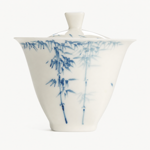 Hand-painted Blue Bamboo Porcelain Gaiwan - Summit Breeze Tea