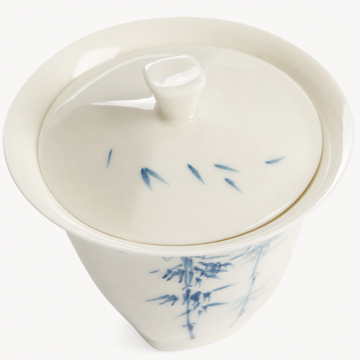 Hand-painted Blue Bamboo Porcelain Gaiwan - Summit Breeze Tea